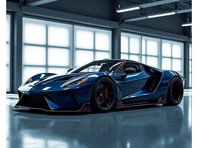 Sleek customized sports car with bespoke body kit and aggressive stance